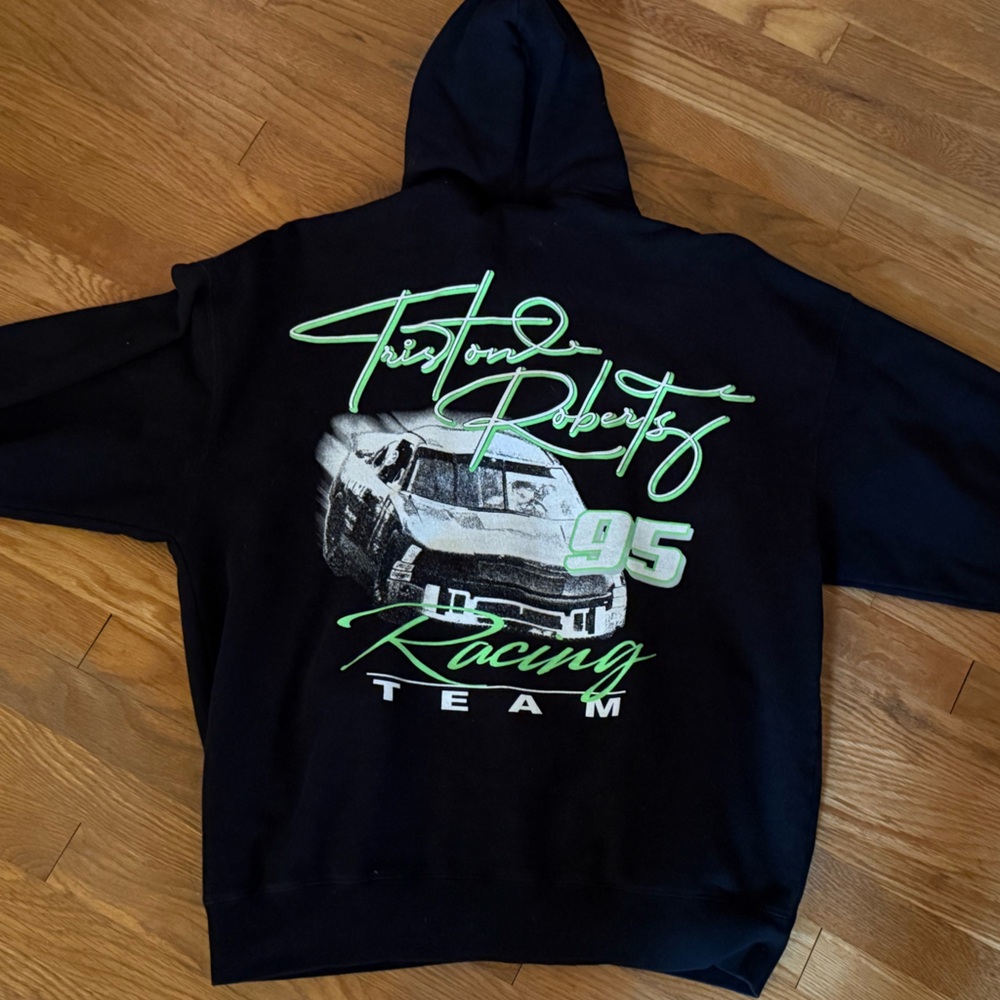 Black Hoodie with Green Graphic Print